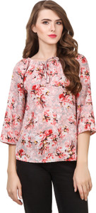 Delux Look Casual 3/4th Sleeve Printed Women Red Top