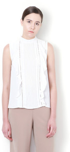 Van Heusen Casual Sleeveless Solid Women's White Top
