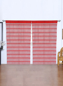 Furnishingkart Polyester Red Abstract Rod Pocket Window Door Curtain200 Cm In Height Pack Of 2