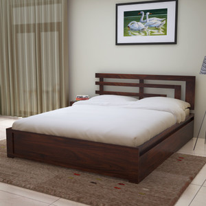 Home Edge Solid Wood Queen Bed With Storage