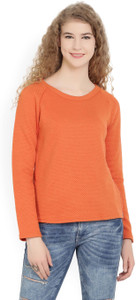 United Colors of Benetton Casual Full Sleeve Solid Women's Orange Top