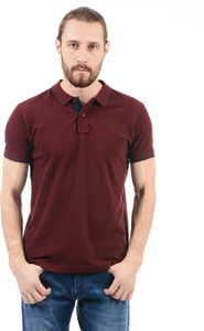 Pepe Jeans Solid Men s Polo Neck Maroon 