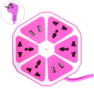 Starbust Multi-Purpose Hexagon 4 USB+4 Way Charging Switch Multicolor 10 A Three Pin Socket (usb socket-305) 10 A Three Pin Socket