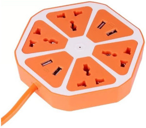Starbust Multi-Purpose Hexagon 4 USB+4 Way Charging Switch Multicolor 10 A Three Pin Socket (usb socket-303) 10 A Three Pin Socket