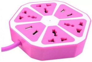 Lagom Multi-Purpose Hexagon 4 USB+4 Way Charging Switch Multicolor 10 A Three Pin Socket (usb socket-304) 10 A Three Pin Socket