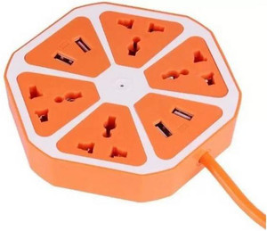 Lagom Multi-Purpose Hexagon 4 USB+4 Way Charging Switch Multicolor 10 A Three Pin Socket (usb socket-301) 10 A Three Pin Socket
