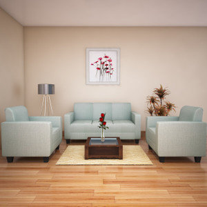HomeTown Fabric 3 + 1 + 1 Green Sofa Set