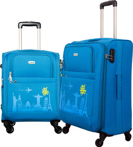 Timus SALSA Ocean Blue 55 & 65 CM 4 Wheel Trolley Suitcase For Travel Set of 2 (Check-in Luggage) Expandable Check-in Luggage - 25.6 inch