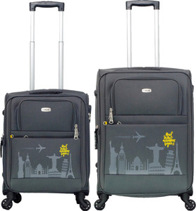 Timus SALSA Graphite 55 & 65 CM 4 Wheel Trolley Suitcase For Travel Set of 2 (Check-in Luggage) Expandable Check-in Luggage - 25.6 inch
