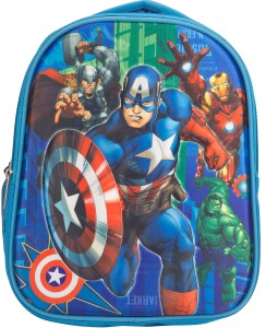 STAR FASHION Avenger 3D school Bag for NURSERY TO 1 CLASS Under 6 Years Kids Girls Boys Blue SMALL Size (L X B X H )( 27 x 12 x 36 cm)5L Waterproof School Bag