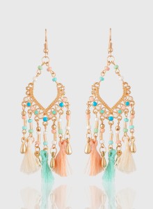 Jazz Jewellery Multi color Tassel Designer Gold Plated Party wear Dangler Hook Earrings for Girls Ladies Alloy Dangle Earring