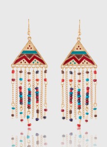 Jazz Jewellery Designer Party wear Gold Plated Fancy Multi-coloured Beaded Dangler Hook Earrings for Girls Alloy Dangle Earring