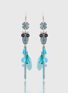 Jazz Jewellery Designer Party wear Fancy Tassel Feather Dangler Designer Silver Plated Hook Earrings for Women Alloy Dangle Earring