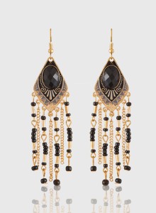 Jazz Jewellery Gold Plated chocolate Brown color Party wear Beaded Dangler Hook Long Earrings for Girls Ladies Alloy Dangle Earring