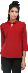 Kurtsy Casual 3/4th Sleeve Solid Women Red Top