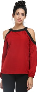 Kurtsy Casual Full Sleeve Solid Women Red Top