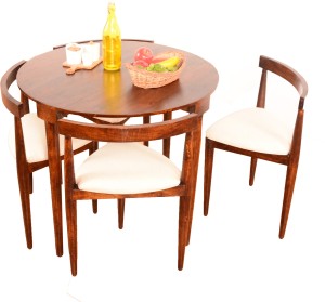 home edge nathaniel 4 seater dining set(finish color - teak)