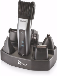 syska ht3052k  runtime: 50 min trimmer for men(black, silver)