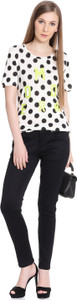 United Colors of Benetton Casual Short Sleeve Printed Women's White Top