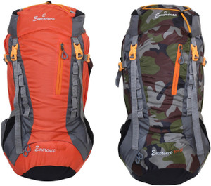 Emerence 1021 Rucksack, Hiking Backpack 75Lts (Orange & Camouflage) Set of 2 Rucksack - 75 L