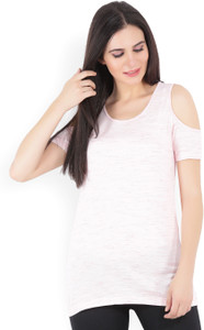 Bossini Casual Short Sleeve Self Design Women Pink Top