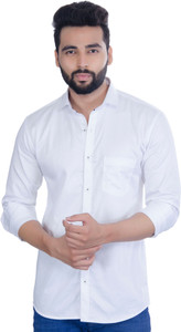 5TH ANFOLD Men Solid Casual White Shirt