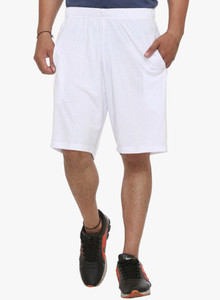 GlamPanda Solid Men's White Regular Shorts