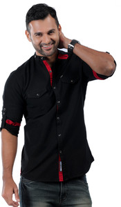 Rodid Men's Solid Casual Black Shirt
