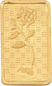 rsbl Precious Certified Dazzling Rose Design 24 (999) K 0.5 g Yellow Gold Bar 24 (999) K 0.05 g Gold Bar