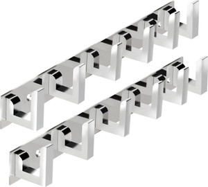 DOCOSS Pack Of 2-Classic Glossy 6 Pin Cloth Hanger Bathroom Wall Door Hooks For Hanging keys,Clothes Holder 6 - Pronged Hook Rail