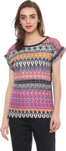 Mayra Casual Cape Sleeve Printed Women Multicolor Top