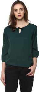 Mayra Casual 3/4th Sleeve Solid Women Green Top