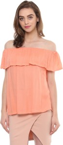 Mayra Casual Half Sleeve Solid Women Orange Top