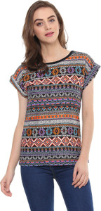 Mayra Casual Cape Sleeve Printed Women Multicolor Top