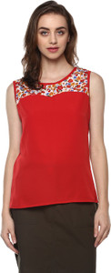 Mayra Casual Sleeveless Floral Print Women Red Top