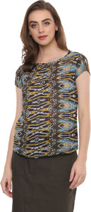 Mayra Casual Short Sleeve Printed Women Multicolor Top