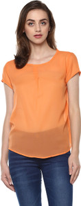 Mayra Casual Half Sleeve Solid Women Orange Top