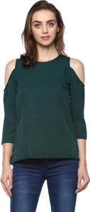Mayra Casual 3/4th Sleeve Solid Women Green Top
