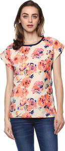 Mayra Casual Cape Sleeve Floral Print Women Pink Top