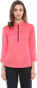 Mayra Casual 3/4th Sleeve Solid Women Pink Top
