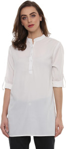 Mayra Casual 3/4th Sleeve Solid Women White Top