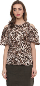 Mayra Casual Half Sleeve Animal Print Women Multicolor Top