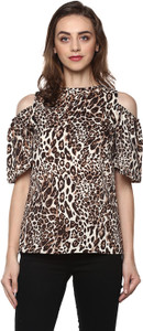 Mayra Casual Half Sleeve Animal Print Women Multicolor Top