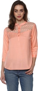 Mayra Casual 3/4th Sleeve Solid Women Pink Top