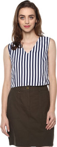 Mayra Casual Sleeveless Striped Women Blue Top