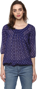 Mayra Casual 3/4th Sleeve Printed Women Blue Top