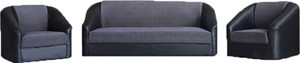Westido Maxi Fabric 3 + 1 + 1 Black & Grey Sofa Set