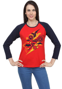 SayItLoud Justice League Printed Women's Round Neck Red T-Shirt