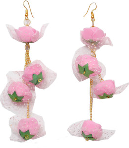 BnB Pink Artificial Flower Alloy Tassel Earring