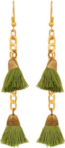 GoldNera Tassel Green Stylish Small Hanging Chain Dangle Party Style Earrings For Women Girls By GoldNera Alloy Tassel Earring